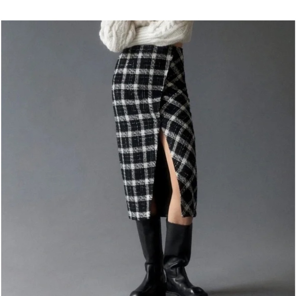 Plaid Black and White Skirt